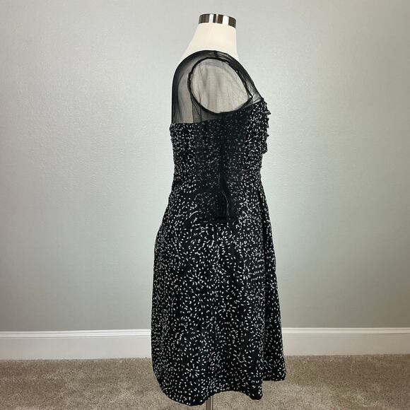 JS Collections Sequin Midi Fit and Flare Cocktail Dress Black and Silver Size 14 - Picture 3 of 13